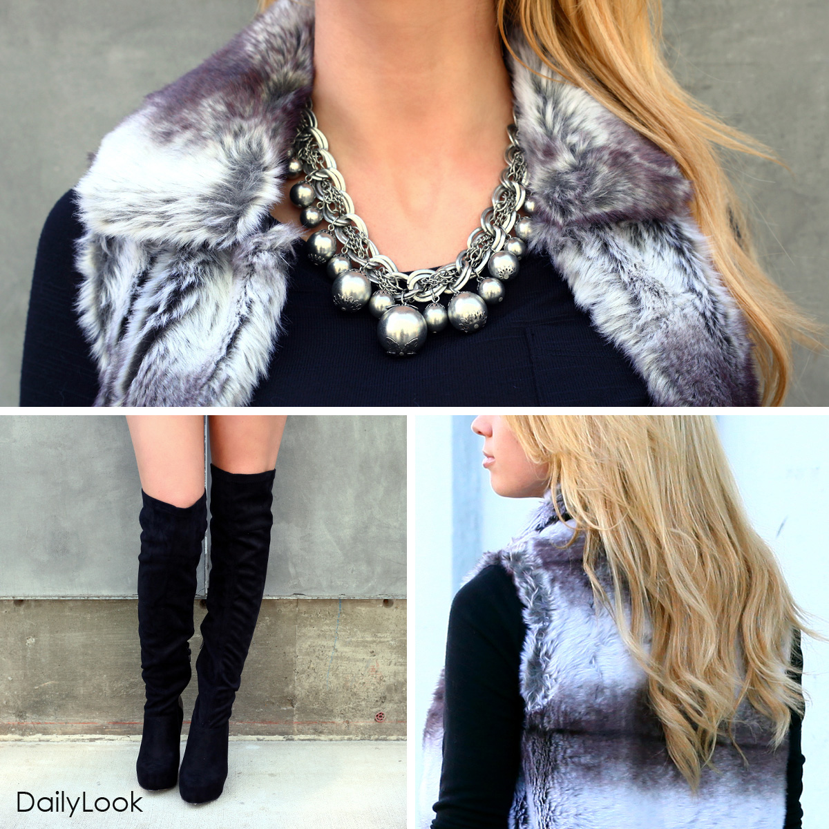 Grey Fur Vest