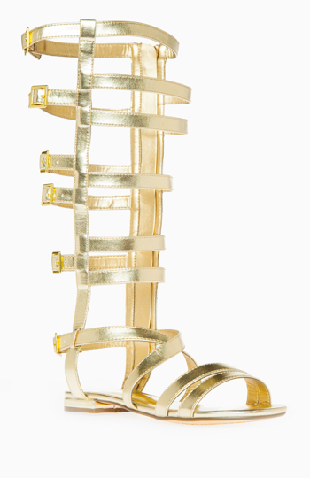 gold high gladiator sandals