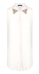 Embellished Collar Sleeveless Top