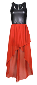 Faux Leather High Low Dress