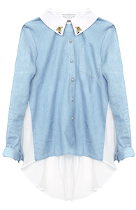 Denim & Sheer Button Up