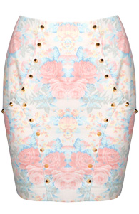 Spike Floral Mini Skirt