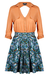 Paisley Open Back Dress