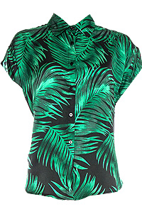 Palm Leaf Button Up Top