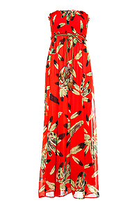 Strapless Feather Maxi Dress