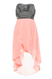 Tribal Bustier High Low Dress