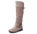 Leather and Suede Buckle Boots