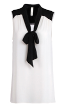 Pussy Bow Black and White Top