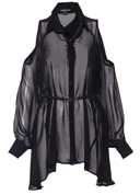 Cut Out Shoulder Chiffon Blouse