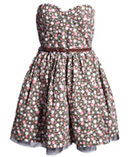 Cotton Flower Dress with Patent Belt