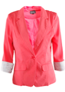Coral Blazer With Striped Cuff