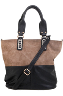 Two Tone Faux Suede Tote