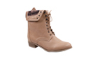 Plaid Lining Lace-Up Boots