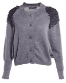 Leather Shoulder Scale Batwing Cardigan