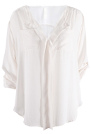 Ivory Pleated Front V Neck Blouse