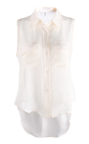 High-Low Sleeveless Button-Down