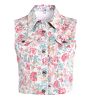 Floral Cropped Denim Vest