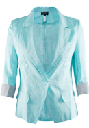 Mint Striped Cuff Linen Blazer