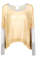 Open Knit Sweater with Contrast Sleeve