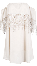 Off The Shoulder Lace Trim Dress
