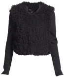 Fuzzy Faux Fur Vest with Ribbed Sleeves