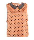 Beaded Collar Polkadots Top