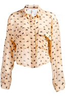 Swan Print Cropped Blouse