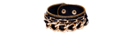 Gold Curb Link Chain Leather Bracelet