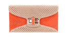 Perforated Orange Color Block Clutch