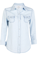 Lace Back Denim Button Down