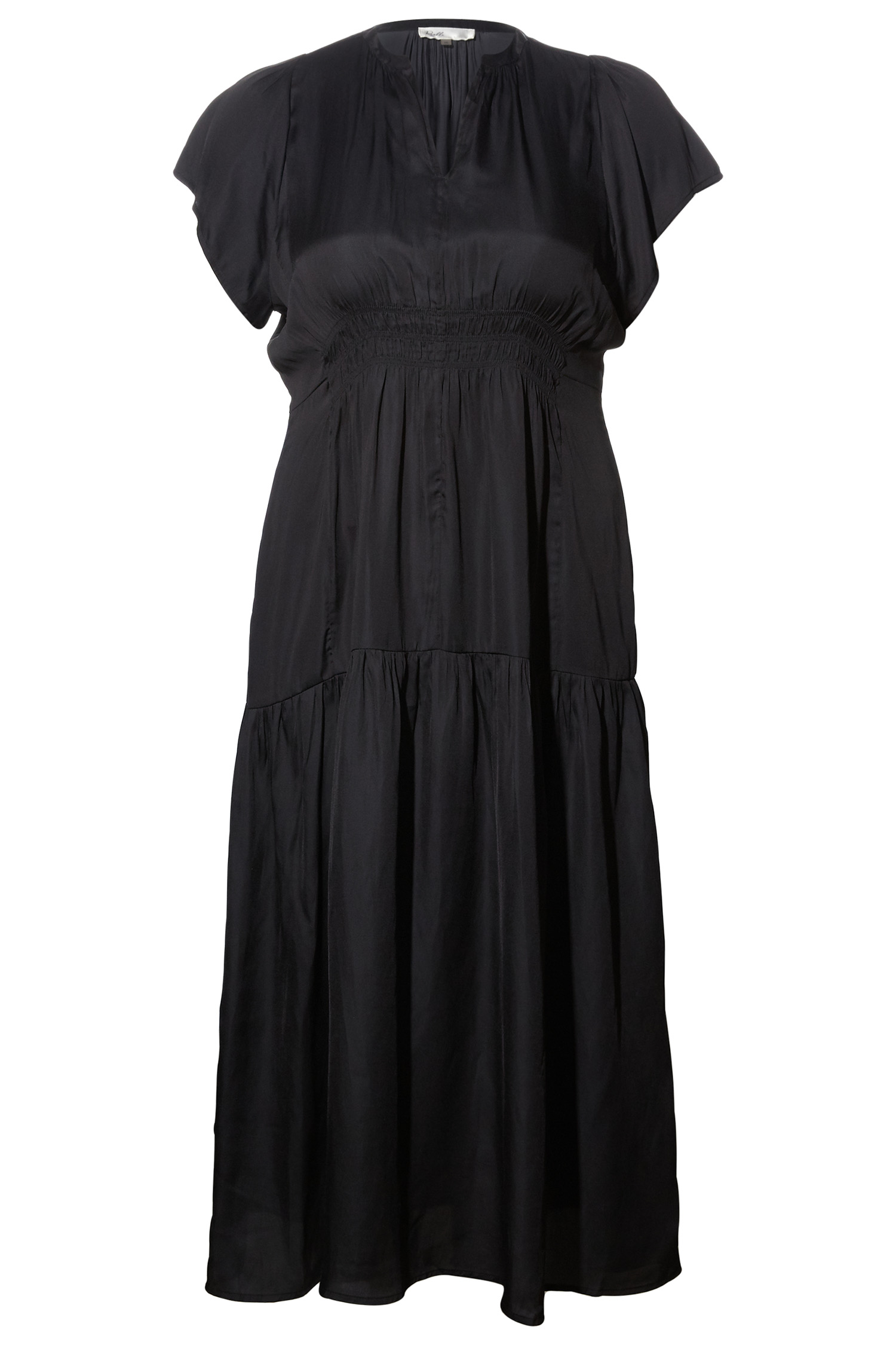 Smocked Split Neck Dress