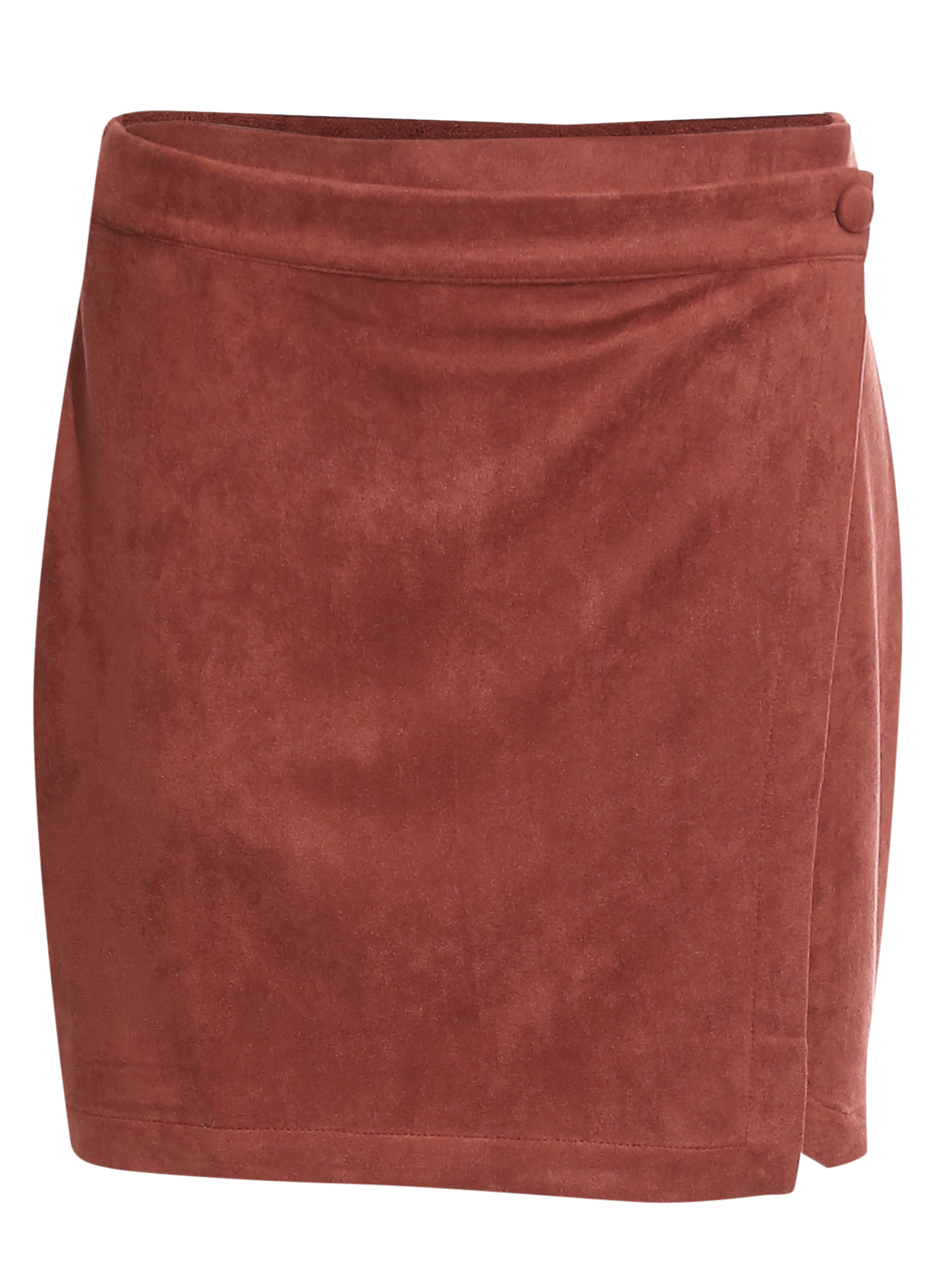 Faux Suede Wrap Mini Skirt