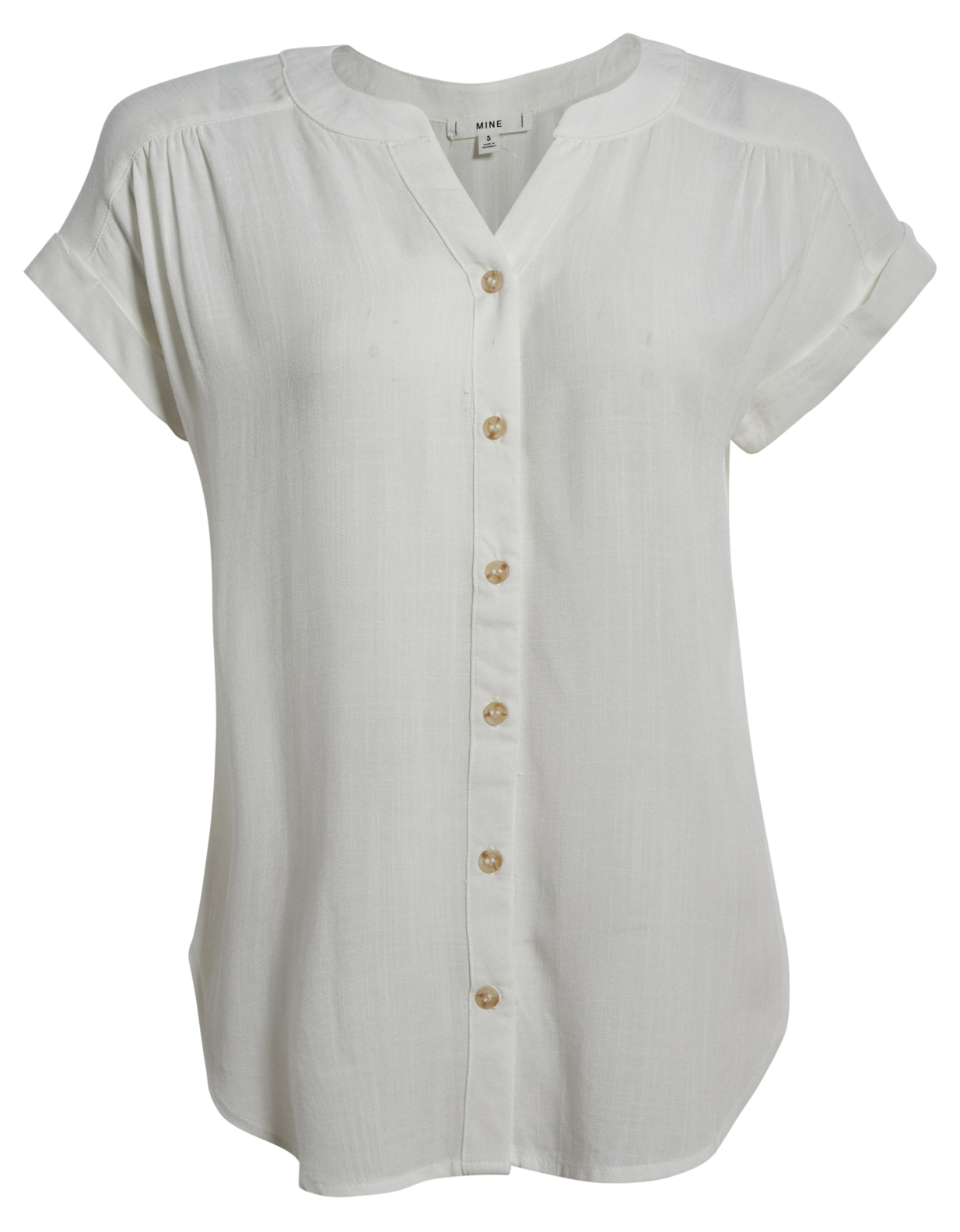 Split Neck Button Front Blouse