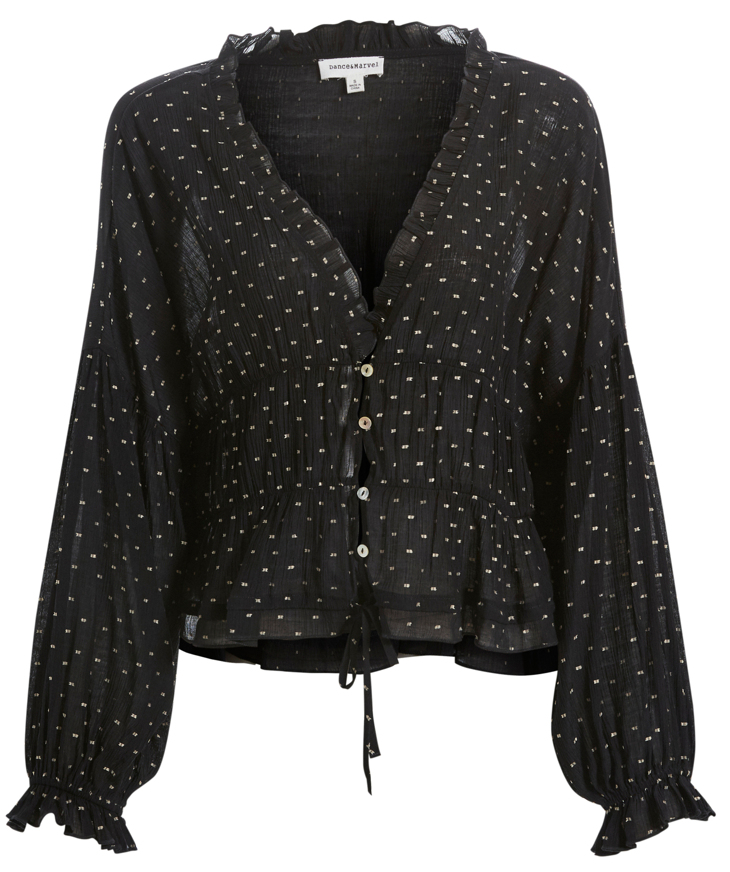 Swiss Dot V-Neck Blouse