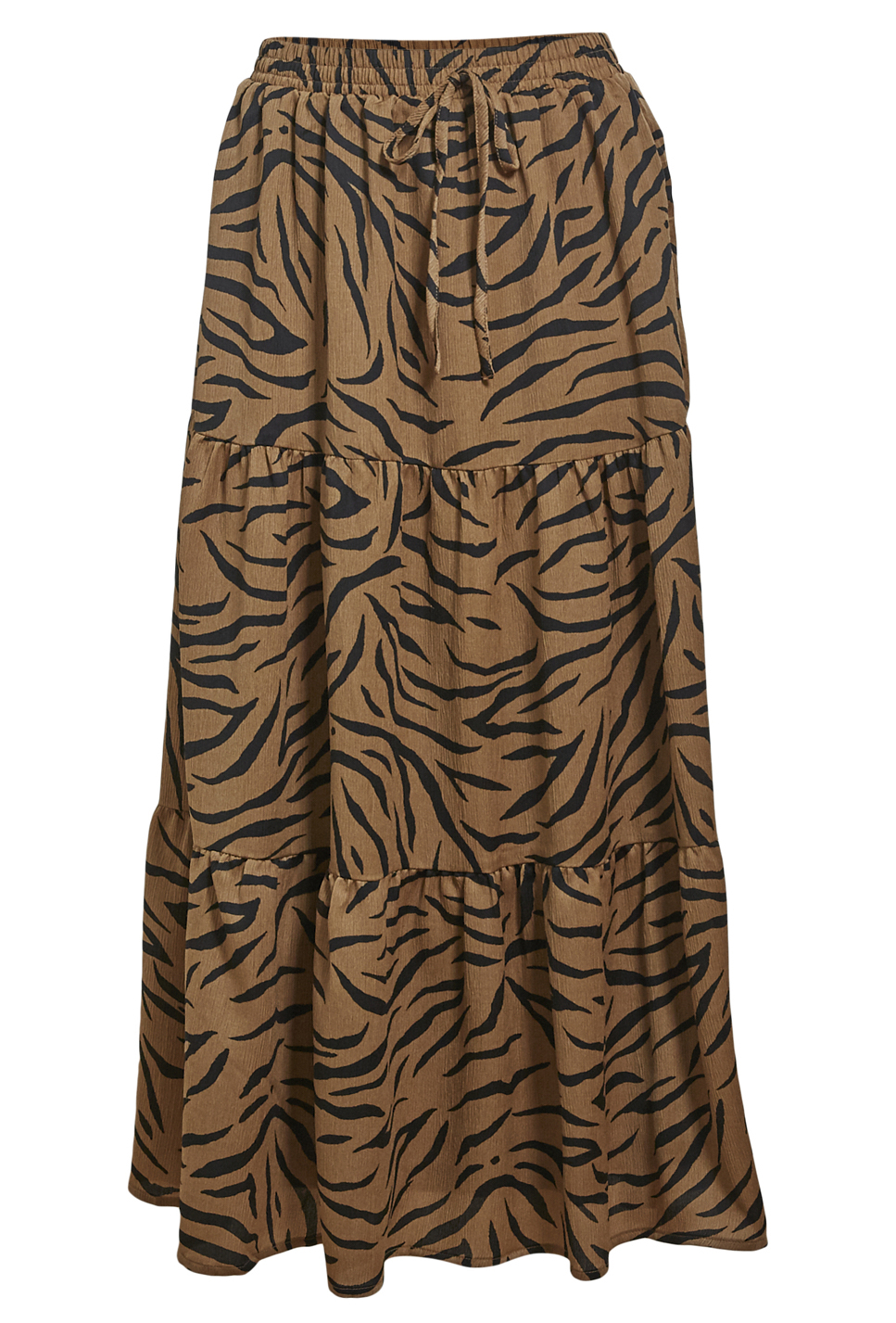 Animal Print Tiered Midi Skirt