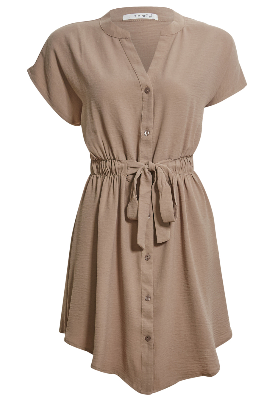 Button Front Mini Dress with Self Tie