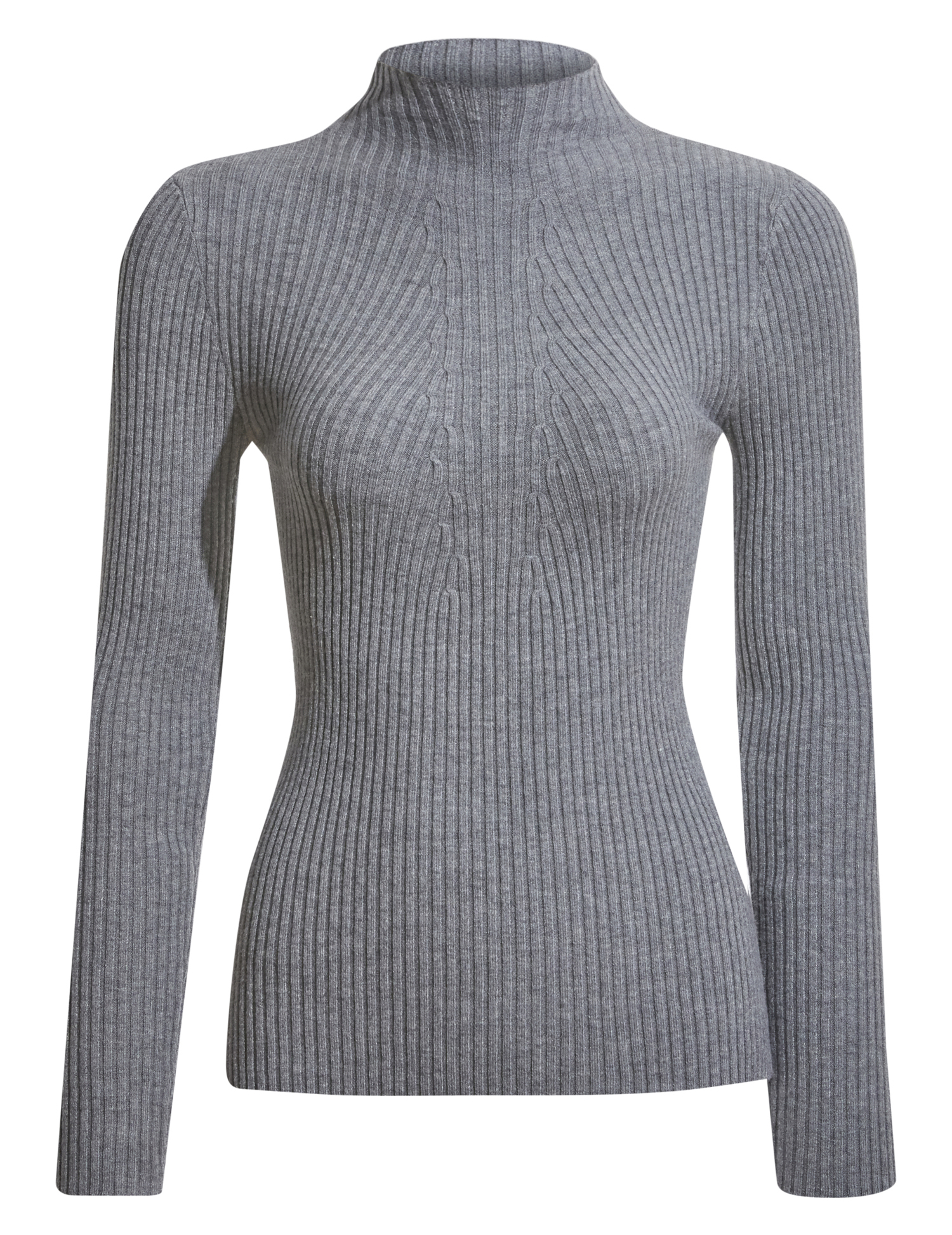 Mock Neck Ribbed Long Sleeve Top