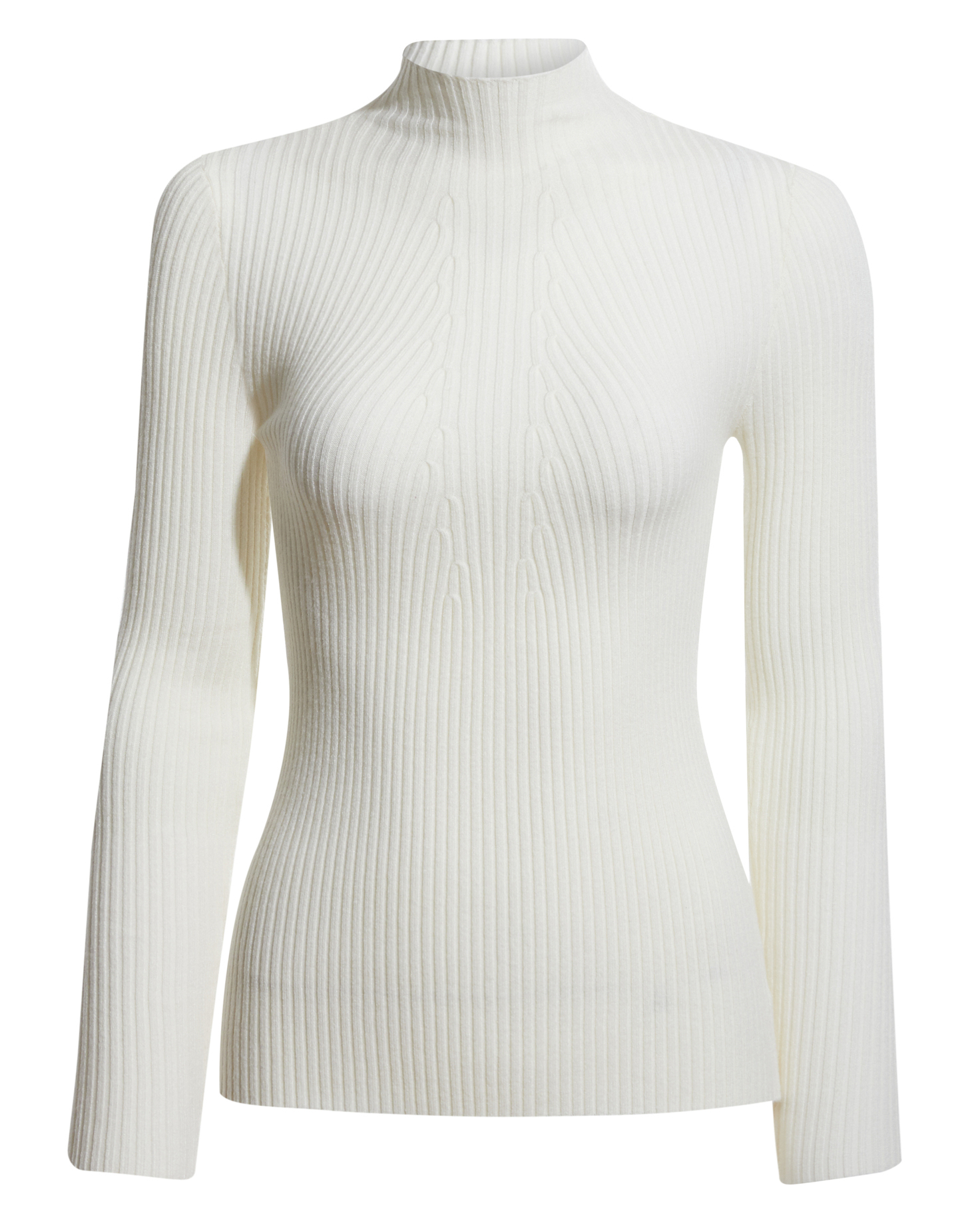 Mock Neck Ribbed Long Sleeve Top