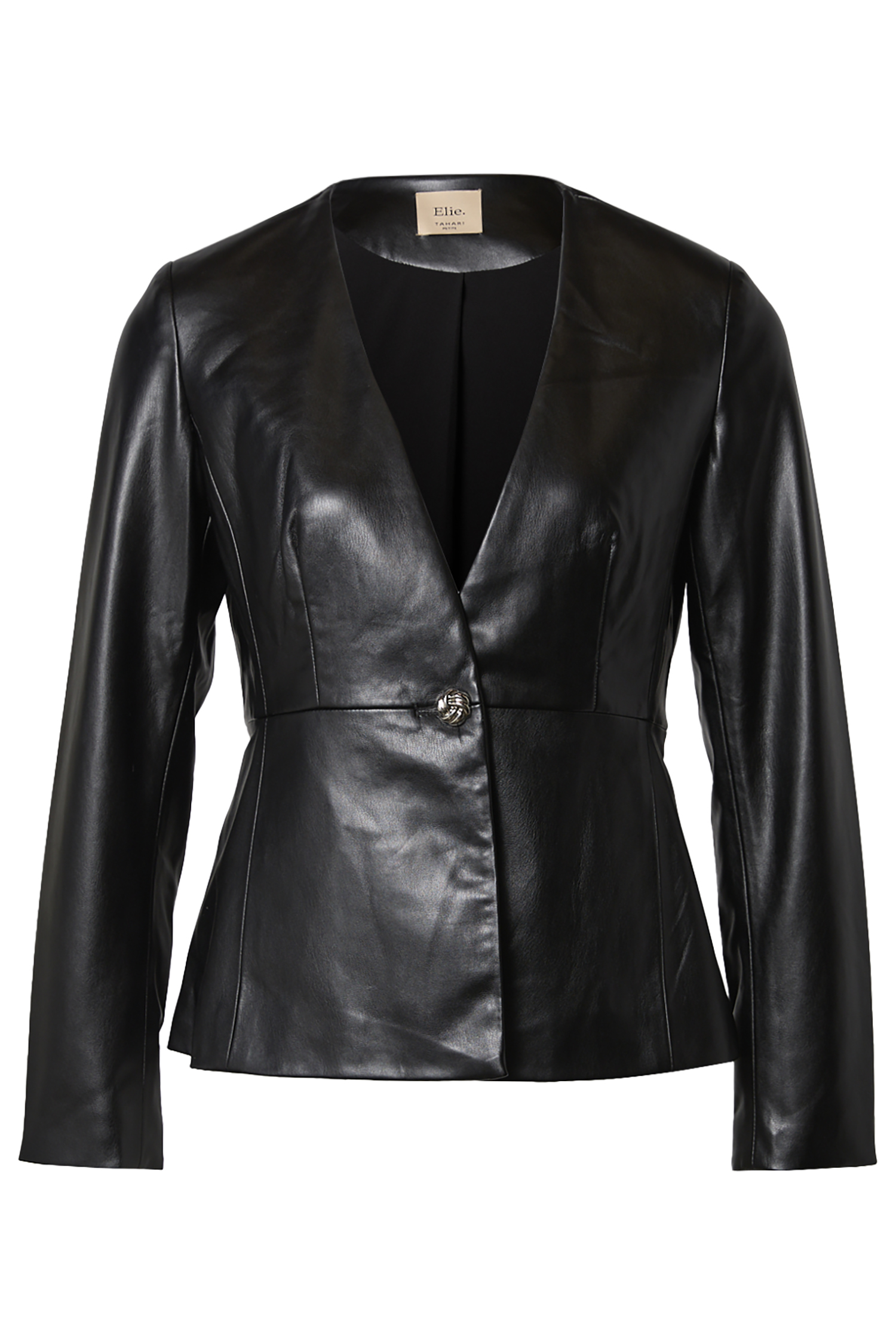 Petite Single Button Faux Leather Jacket
