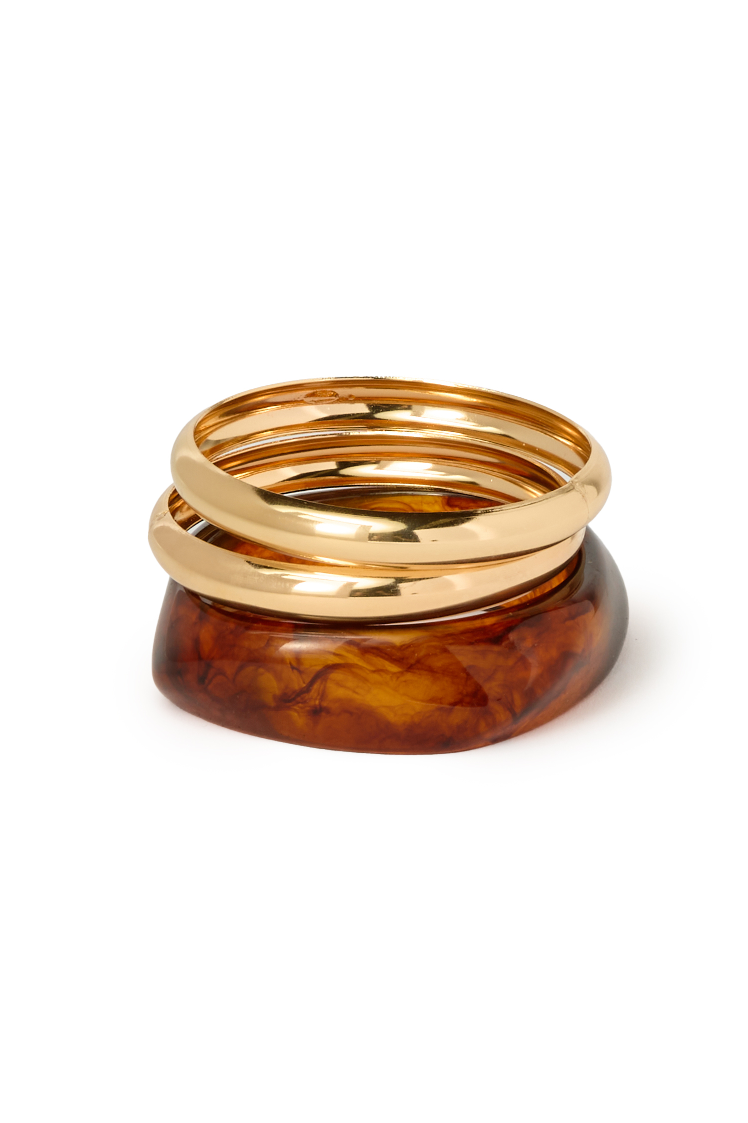 Amber and gold bracelet set