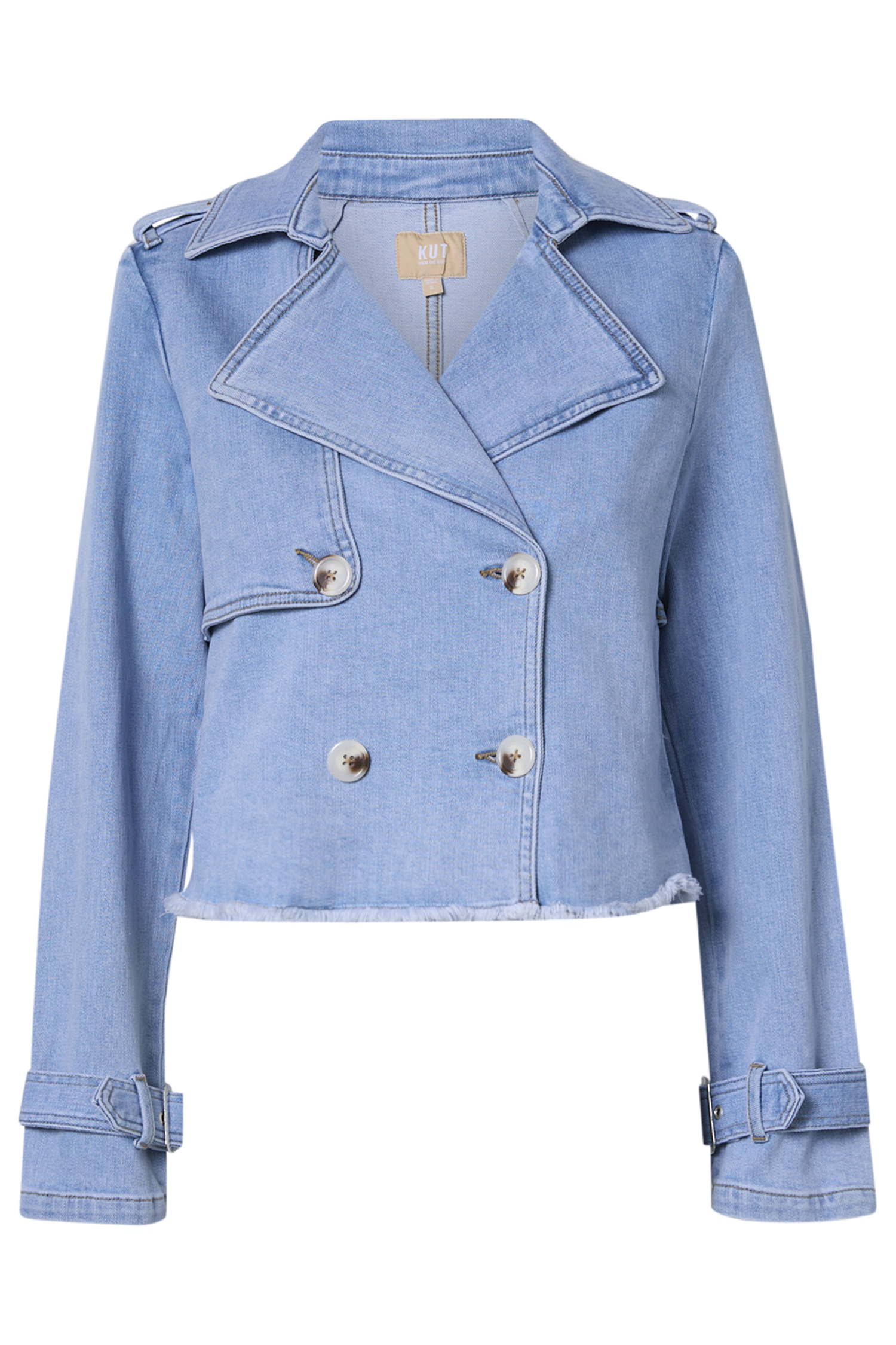 Kut from the Kloth Double Breasted Fray Hem Jacket