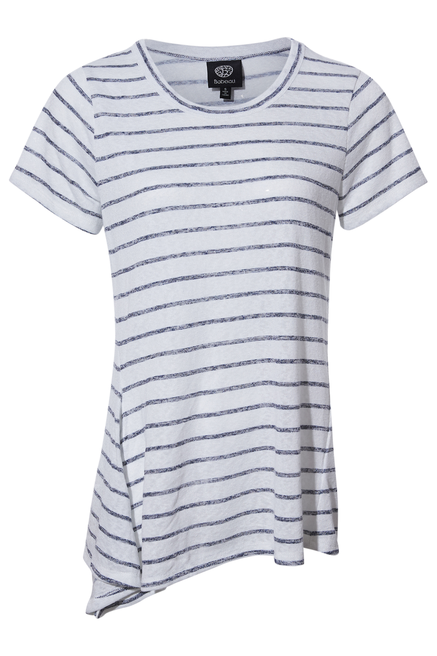 Side Tie Striped Knit Tee