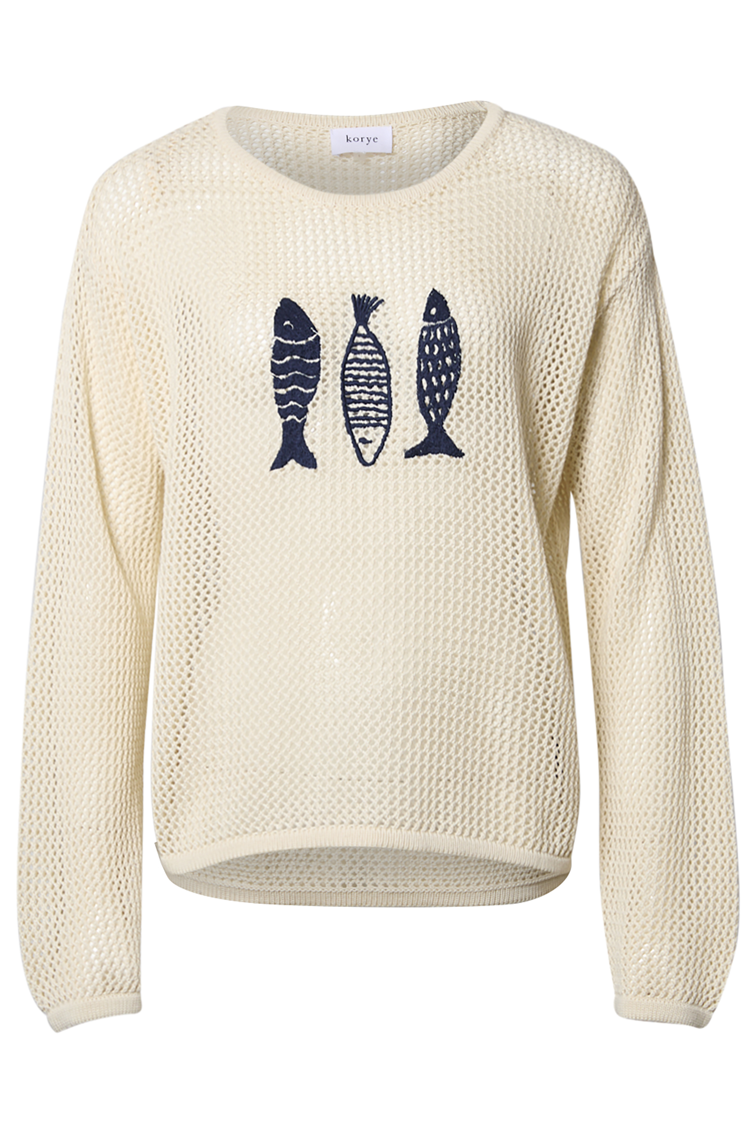 Open Knit Fish Printed Sweater