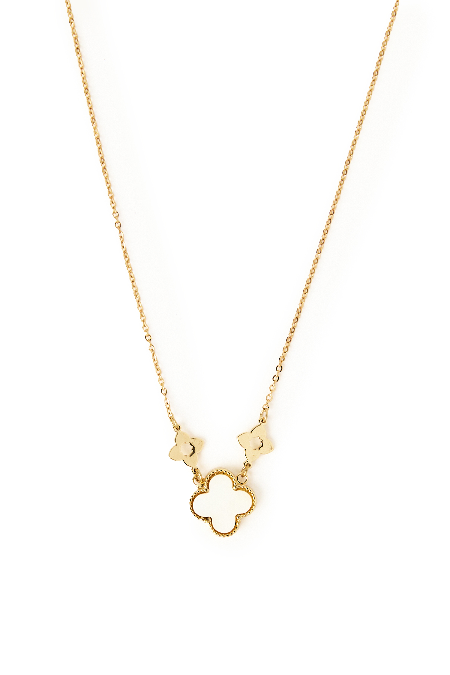 Single White Clover Necklace