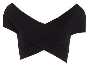Crisscross Wrap Crop Top in Black | DAILYLOOK