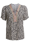 Printed V-Neck Lace-Up Top