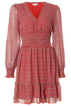 Georgette Smocked V-Neck Dress