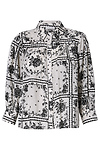 Tile Floral Print Long Sleeve Blouse
